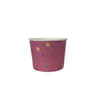 1000 Bote para helado 210 ml en cartón rosa con estrellas de colores