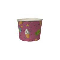 1000 Pot à glaces 210 ml en carton rose avec dessin de glaces