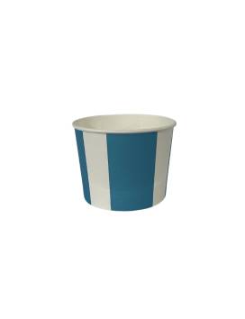 1000 Pot à glaces 210 ml en carton rayé bleu et blanc