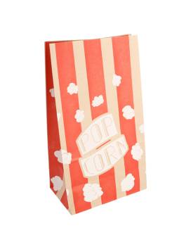 500 POP CORN Bag 2.5 litres of anti-fat paper - natural and red color with popcorn - dimensions 14+8x24 cm