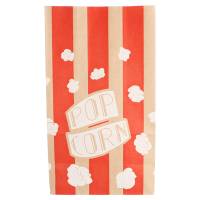 500 POP CORN Bag 2.5 litres of anti-fat paper - natural and red color with popcorn - dimensions 14+8x24 cm