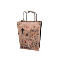 260 Bags kraft Park attraction design with handle string 23+10x33cm - quality paper kraft 90 gm2