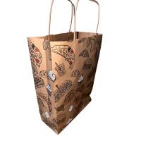 260 Saci kraft design food cu mâner de sârmă 23+10x33cm - calitate hârtie kraft 90 gm2