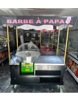 PAPA BARBE Machine + Electric Chariot - Professional PAPA BARBE Machine - Black, pink and gold