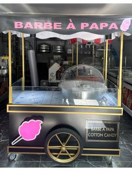 PAPA BARBE Machine + Electric Chariot - Professional PAPA BARBE Machine - Black, pink and gold