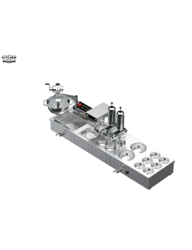 COUNTER SET CRUST MACHINE + DIGITAL FRYER + FILLING MACHINE + DOUBLE BAIN-MARIE + TOPPING - KITCHEN PROJECT