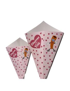 1000 Churro cones of 35cm - pink printed cardboard churros for you