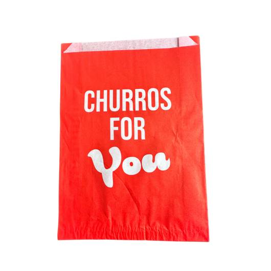 800 Bolsas grandes de Churros Antigrasas - Churros para ti rojo y blanco