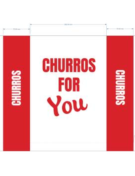 1000 Sachets Churros papier anti gras 29x20 cm - Rouge et blanc churros for you