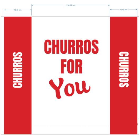 1000 Sachets Churros papier anti gras 29x20 cm - Rouge et blanc churros for you