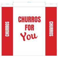 1000 Sachets Churros papier anti gras 29x20 cm - Rouge et blanc churros for you