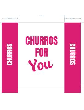 1000 Churros-Beutel aus Antifettpapier 29x20 cm - Rosa und weiße Churros für Sie