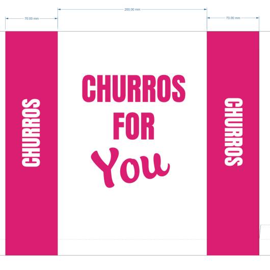 1000 Bags Churros anti-fat paper 29x20 cm - Rose and white churros for you