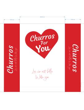 1000 Bags Churros anti-fat paper 29x20 cm - Red and white churros for you