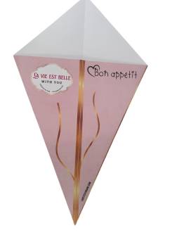 500 big Cornets CHURROS 48 cm - en carton rose et OR La vie est belle