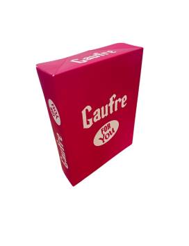 500 boites gaufre en carton rouge et texte blanc