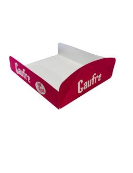 500 boites gaufre en carton rouge et texte blanc