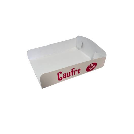 500 boites gaufre en carton blanc et texte rose