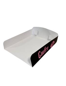 500 boites gaufre en carton noir et texte rose