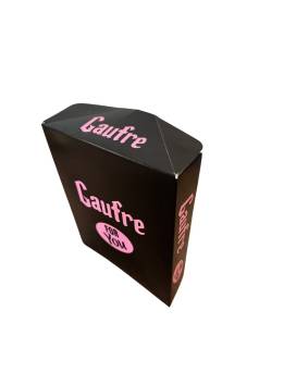 500 boites gaufre en carton noir et texte rose