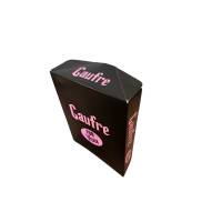 500 boites gaufre en carton noir et texte rose