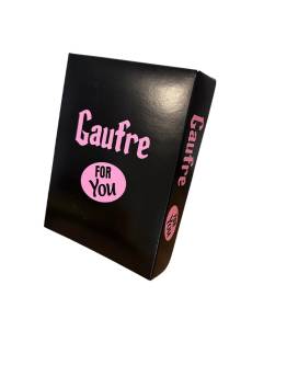 500 boites gaufre en carton noir et texte rose