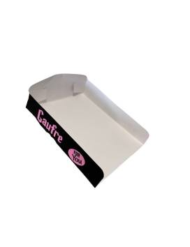 copy of 500 embossed boxes in white cardboard and pink text