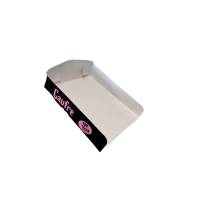 copy of 500 embossed boxes in white cardboard and pink text