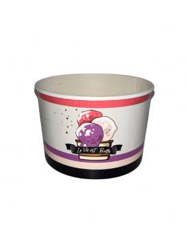 1100 Pot à glaces 360 cc pour 4 boules - Beige, rose, noir design la vie est belle