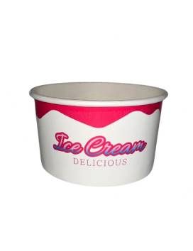 1600 Pot à glaces 180 cc pour 2 boules - Beige et rose design ice cream delicious