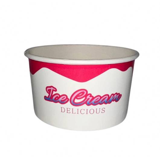 1600 Pot à glaces 180 cc pour 2 boules - Beige et rose design ice cream delicious