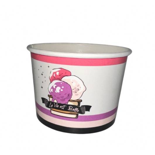 1400 Pot à glaces 270 cc pour 3 boules - Beige, rose, noir, mauve design la vie est belle