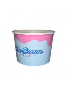 1400 Pot à glaces 270 cc pour 3 boules - Bleu et rose design ice cream delicious