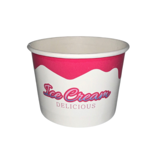 1400 Pot à glaces 270 cc pour 3 boules - Beige et rose design ice cream delicious