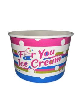 1100 Pot à glaces 360 cc pour 4 boules - Vert, bleu, rose, blanc design ice cream for you