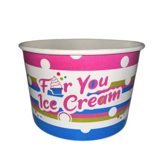 1100 Pot à glaces 360 cc pour 4 boules - Vert, bleu, rose, blanc design ice cream for you