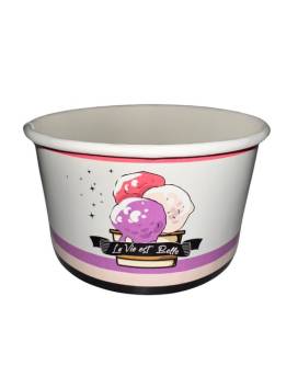 1600 Pot à glaces 180 cc pour 2 boules - Beige, rose, noir, mauve design la vie est belle