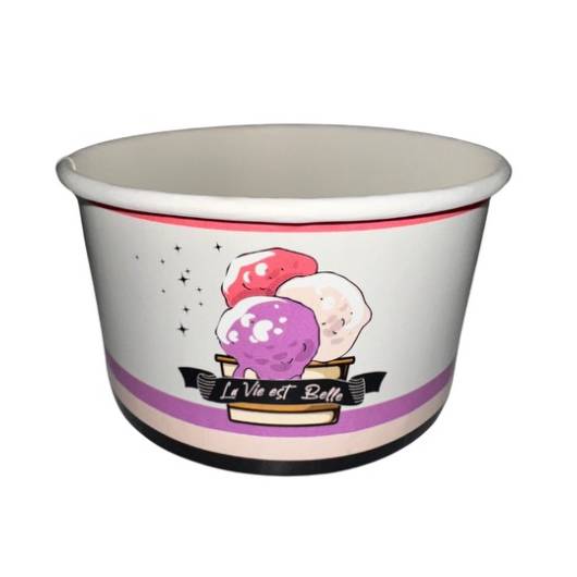 1600 Pot à glaces 180 cc pour 2 boules - Beige, rose, noir, mauve design la vie est belle