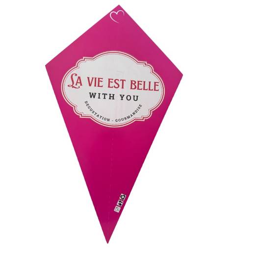 copia di 550 grandi Cornets 35 cm - cartone rosa e bianco La vita è bella