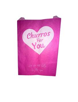 1000 Sachets Churros papier anti gras 31x20 cm - Rose, blanc et or churros for you