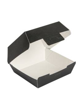 450 BOÎTES HAMBURGER 230 G/M2 13x12,5x6,2 CM (S) NOIR CARTON ONDULÉ