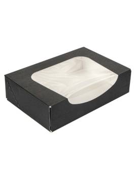 400 SUSHI-BOXEN MIT FENSTER 17,5x12x4,5 CM SCHWARZE WELLPAPPE