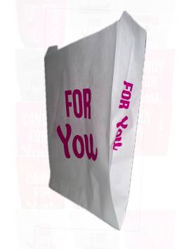 1000 Sachets For You papier anti gras 30x20 cm - Blanc texte Rose