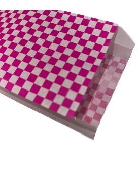 1000 Sachets Sandwich et Panini - 10+4x30 cm - papier anti gras 40 gm2- damier Rose et blanc