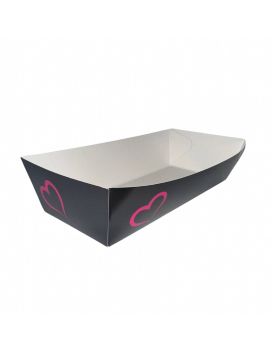 300 BARQUETTE XL 2400 G - CARTON ANTIGRAS 255 gm2 - 20,7x8,5x5,2 CM - NOIR ET ROSE FOR YOU