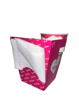 320 Boxes with sauce jar holder and towel holder - carton 255 gm2 anti-fat - 11.7 x 7 x 11 cm - 750 ml - ROSE and WHITE