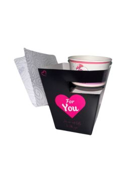 320 Boxes with sauce jar holder and towel holder - carton 255 gm2 anti-fat - 11.7 x 7 x 11 cm - 750 ml - BLACK AND ROSE