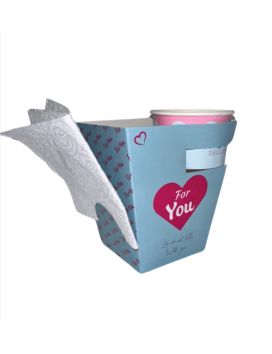 320 Boxes with sauce jar holder and towel fastening - carton 255 gm2 anti-fat - 14 x 9.1 x 13 cm - 750 ml - BLUE AND ROSE