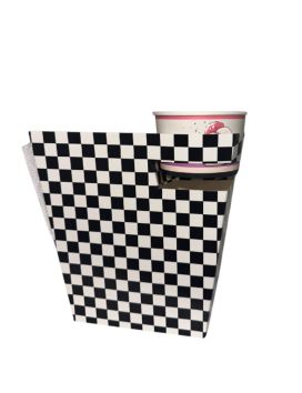 320 Boxes 750 ML with sauce holder and towel fastening - carton 255 gm2 anti-fat - 16x11x15 cm - BLACK AND WHITE