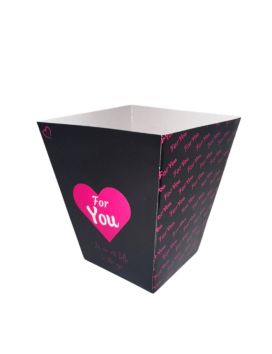 200 Boxes 1300 ML with sauce holder and towel fastening - carton 255 gm2 anti-fat - 14x9.1x13 cm - BLACK AND ROSE